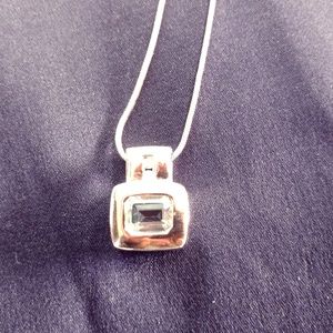 Sterling Silver and Aquamarine Pendant Necklace